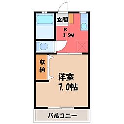ルミエール 1Kの間取図画像