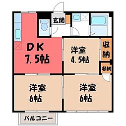 エルディム小平2 3DKの間取図画像