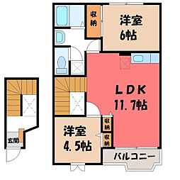 シャトーオオツカA 2LDKの間取図画像