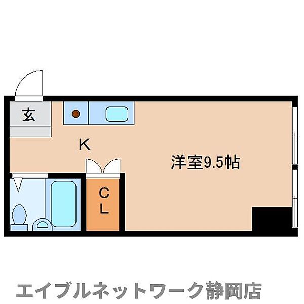 静岡県静岡市葵区鷹匠1丁目(賃貸マンション1R・4階・18.20㎡)の写真 その2