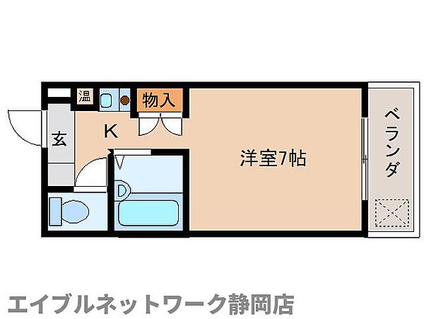 静岡県静岡市葵区川辺町2丁目(賃貸マンション1R・5階・18.46㎡)の写真 その2