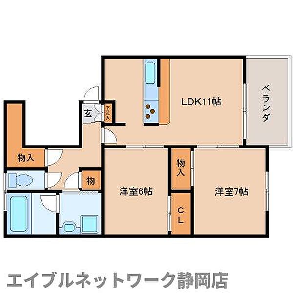 静岡県静岡市葵区竜南1丁目(賃貸マンション2LDK・3階・63.49㎡)の写真 その2