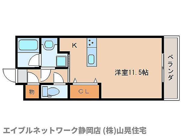 静岡県静岡市葵区上土2丁目(賃貸マンション1R・3階・31.80㎡)の写真 その2