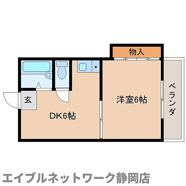 静岡県静岡市葵区安西1丁目(賃貸マンション1DK・3階・26.73㎡)の写真 その2