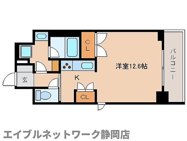 静岡県静岡市葵区駿河町(賃貸マンション1R・8階・34.32㎡)の写真 その2