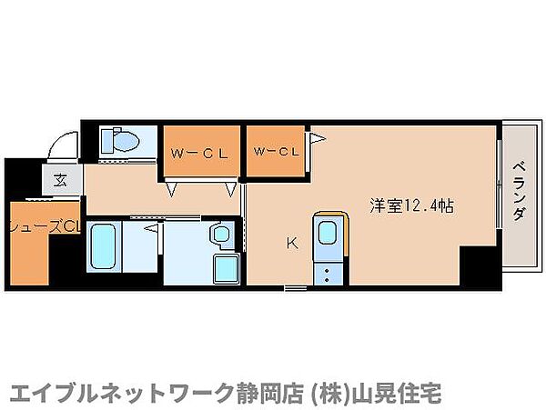 静岡県静岡市葵区本通5丁目(賃貸マンション1R・8階・42.69㎡)の写真 その2