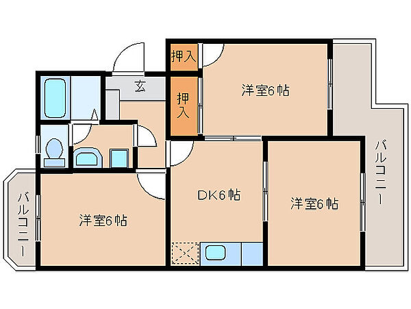 静岡県静岡市葵区竜南1丁目(賃貸マンション3DK・1階・58.14㎡)の写真 その2