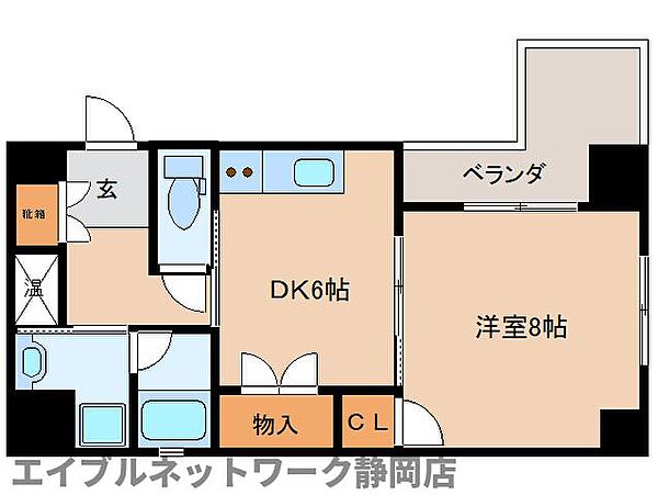 静岡県静岡市葵区上石町(賃貸マンション1DK・3階・37.90㎡)の写真 その2