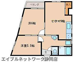 静岡県静岡市葵区弥勒2丁目（賃貸マンション2LDK・4階・43.86㎡） その2