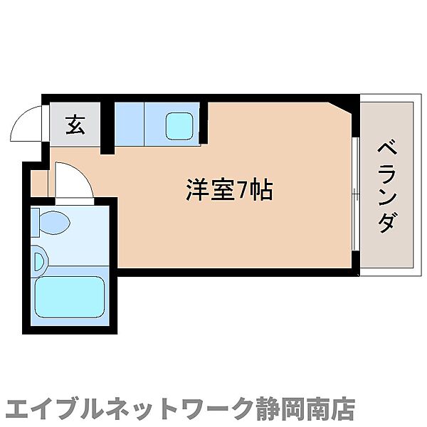 静岡県静岡市駿河区小鹿1丁目(賃貸マンション1R・3階・19.69㎡)の写真 その2