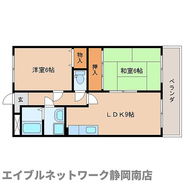 静岡県静岡市駿河区小黒1丁目(賃貸マンション2LDK・5階・51.30㎡)の写真 その2