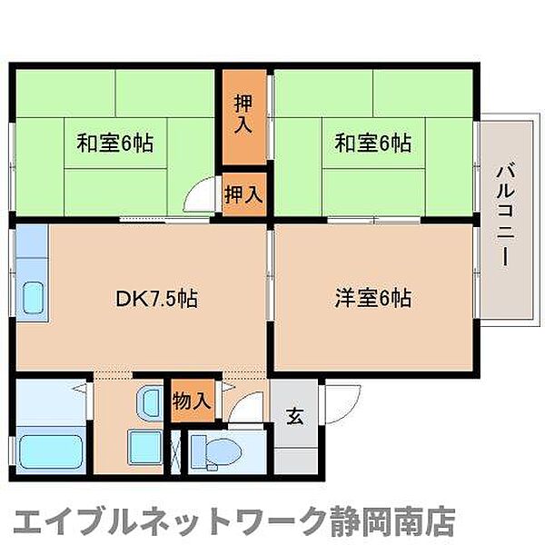 静岡県焼津市小川新町5丁目(賃貸アパート3DK・2階・55.42㎡)の写真 その2