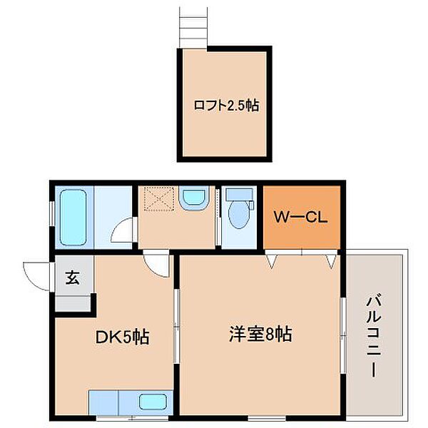 静岡県静岡市清水区村松(賃貸アパート1DK・2階・28.04㎡)の写真 その2
