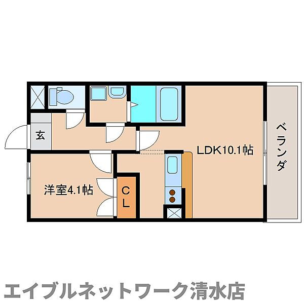 静岡県静岡市清水区平川地(賃貸マンション1LDK・2階・36.03㎡)の写真 その2