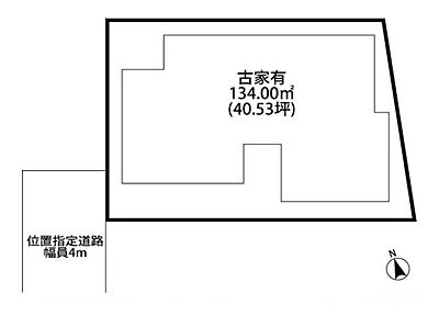 区画図：土地面積134平米、約40坪とゆとりがございます♪周りには高い建物がなく陽当たり良好！