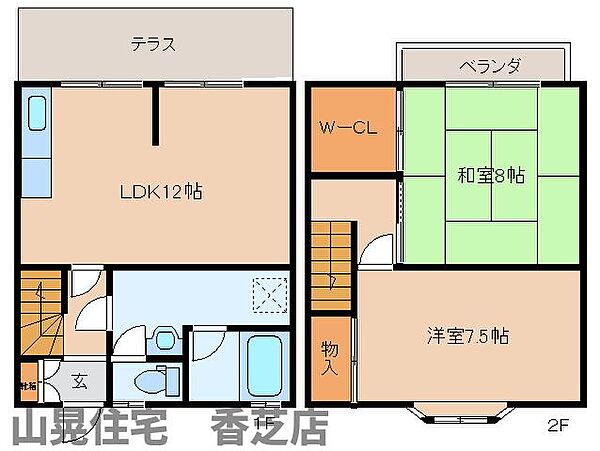 奈良県香芝市五位堂2丁目(賃貸テラスハウス2LDK・1階・66.24㎡)の写真 その2