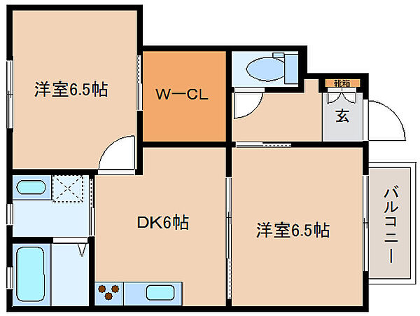 モンヴィラージュ 105｜奈良県大和高田市西三倉堂1丁目(賃貸アパート2DK・1階・46.25㎡)の写真 その2