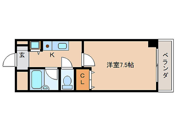 奈良県天理市川原城町(賃貸マンション1K・5階・24.00㎡)の写真 その2