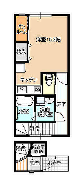 アバンティ中冨居Ａ棟 A203｜富山県富山市中冨居(賃貸アパート1R・2階・33.62㎡)の写真 その2