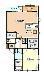 たんぽぽコーポ戸出A 1LDKの間取図画像