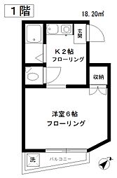 ハイツ小林 1Kの間取図画像