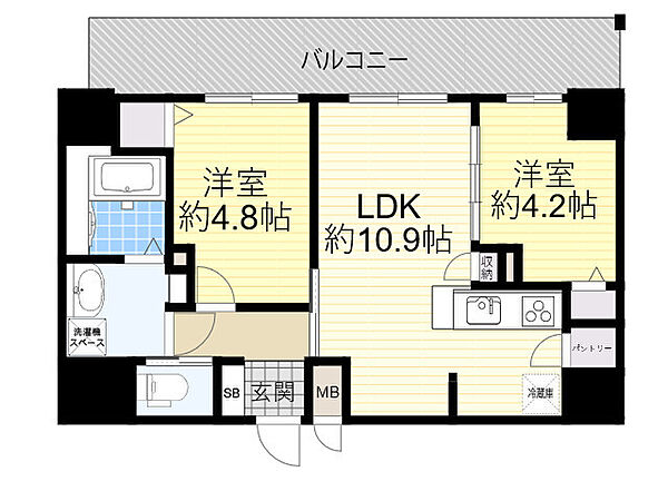 リヴェント福島野田 1206｜大阪府大阪市福島区吉野１丁目(賃貸マンション2LDK・12階・48.72㎡)の写真 その2