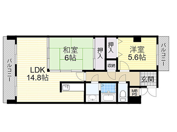 アーデンコート西長堀 801｜大阪府大阪市西区南堀江４丁目(賃貸マンション2LDK・8階・60.77㎡)の写真 その2