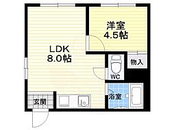 フラッグス肥後橋 1LDKの間取図画像