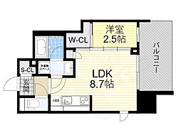 シーズンフラッツ福島 9階1LDKの間取り