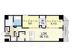 コンフォリア・リヴ谷町四丁目 9階2LDKの間取り