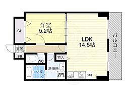 阪神ハイグレードマンション3番館 1LDKの間取図画像