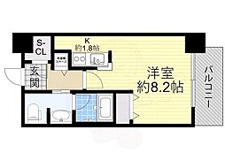 クロスレジデンス大阪新町 ワンルームの間取図画像