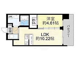 プレジオ阿波座 1LDKの間取図画像