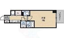 エスライズ東天満 1Kの間取図画像