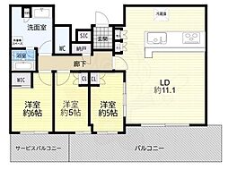 シエリアタワー中之島 3LDKの間取図画像