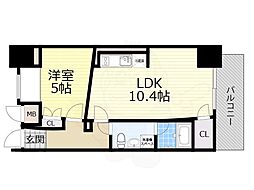 ラドゥセール中之島 1LDKの間取図画像