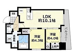 セレニテフラン野田阪神駅前 2LDKの間取図画像