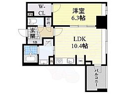 アーデンタワー福島ウエスト 1LDKの間取図画像