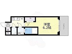 エスリード本町靭公園レジデンス 1Kの間取図画像