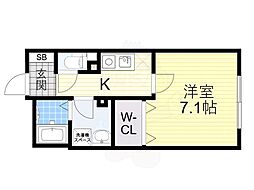 阪神ハイグレードマンション12番館 1Kの間取図画像
