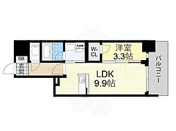 RJRプレシア南堀江 1LDKの間取図画像