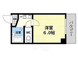 ピュアコート天神橋 1Kの間取図画像