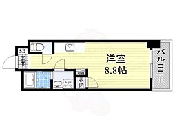 パークハイムうつぼ ワンルームの間取図画像