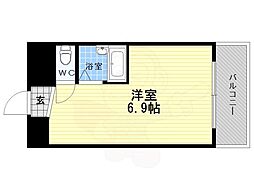 アンサンブル梅田 ワンルームの間取図画像