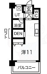 アローフィールズ壱番館 ワンルームの間取図画像