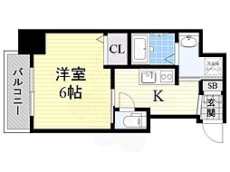 エスリード阿波座サウスプレイス 1Kの間取図画像