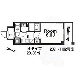 メインステージ京町堀 1Kの間取図画像