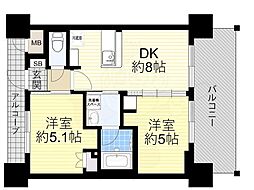 エステムコート南堀江2レアリス 2DKの間取図画像