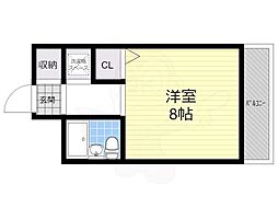 南海ハイツ ワンルームの間取図画像