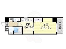 ソルレヴェンテ梅田 1LDKの間取図画像